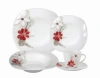 Lorren Home Trends Porcelain 20 Piece Square Dinnerware Set Service For 4 In Red