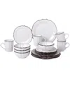 Lorren Home Trends Scalloped Edge 16 Piece Service For 4 Dinnerware Set In White