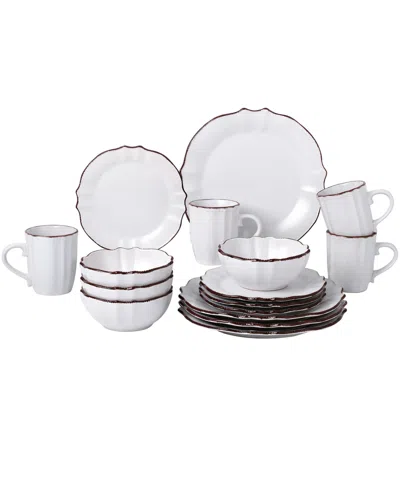 Lorren Home Trends Scalloped Edge 16 Piece Service For 4 Dinnerware Set In White