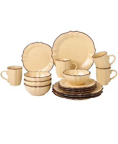 Lorren Home Trends Scalloped Edge 16 Piece Service For 4 Dinnerware Set In Yellow