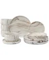 Lorren Home Trends Shiny Marble Look 12-pc. Dinnerware Set, Service For 4 In Sand