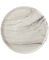 Lorren Home Trends Shiny Marble Pattern Round Serving Platter In Sand