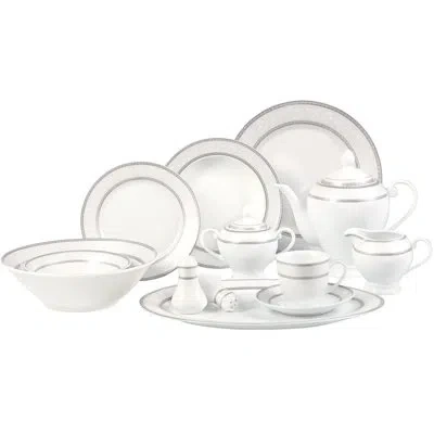 Lorren Home Trends Sirena 57 Piece Dinnerware Set, Service For 8 In White;gray