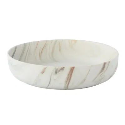 Lorren Home Trends Stoneware Serving Bowl,  Inch Matte Marble Pattern, Matte And Swirls, 96 oz Capacity, Dishwasher And In Brown,tan,blue