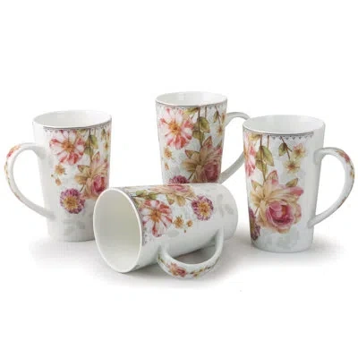 Lorren Home Trends Tall Rose Floral Coffee Mug In Pink
