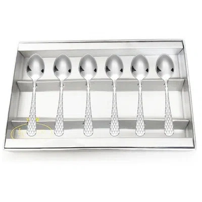 Lorren Home Trends Textured Demitasse Espresso Spoons, 4.5 Inches, Set Of 6 In Silver