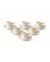Lorren Home Trends Trends Floral Design 12 Piece 2oz Espresso Cup And Saucer Set, Service For 6 In Gold
