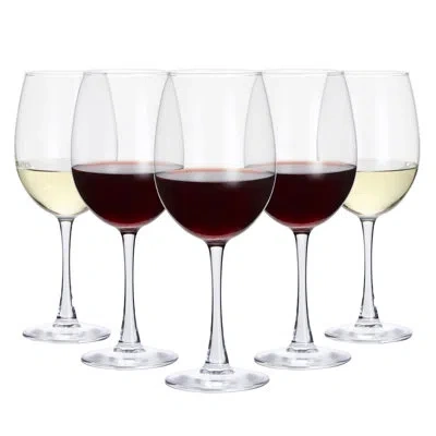 Lorren Home Trends Wine Glasses, Clear Glass, 16 Ounce Capacity, Long Stem Design, Set Of 6