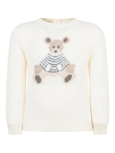 L'orsobruno Babies' Bear-motif Jumper In White