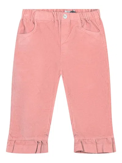 L'orsobruno Babies' Corduroy Ruffled Trousers In Pink