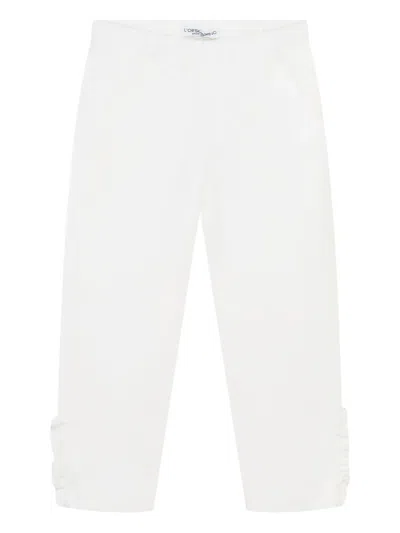 L'orsobruno Babies' Corduroy Ruffled Trousers In White