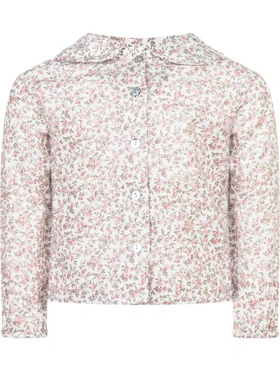 L'orsobruno Floral Long Sleeve Shirt With Collar In Rosa