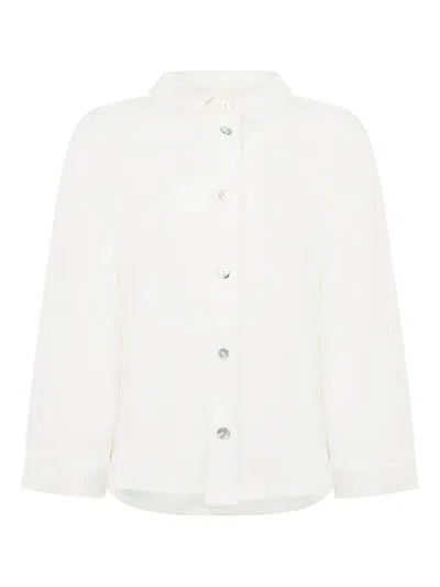 L'orsobruno Babies' Long-sleeved Cotton Shirt In White