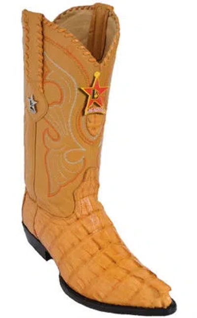 Pre-owned Los Altos Boots 990102 Buttercup Los Altos Caiman Tail Cowboy Boots J-toe, See Note In Yellow
