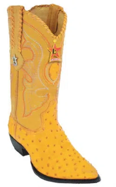 Pre-owned Los Altos Boots J-toe 990302 Buttercup, Los Altos Ostrich Cowboy Boots In Yellow