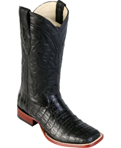 Pre-owned Los Altos Boots Los Altos Black Genuine Crocodile Caiman Square Toe Western Cowboy Boot Ee+