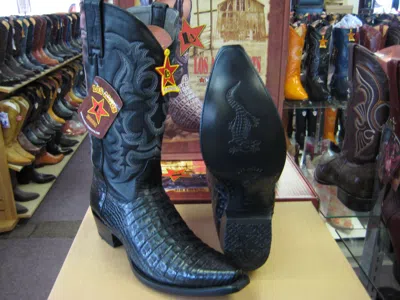 Pre-owned Los Altos Boots Los Altos Black Genuine Crocodile Snip Toe Western Cowboy Boot Ee 341977