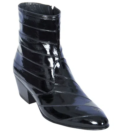 Pre-owned Los Altos Boots Los Altos Full Genuine Eel Dress Ankle Boots Medium Round Toe Side Zipper Ee In Black