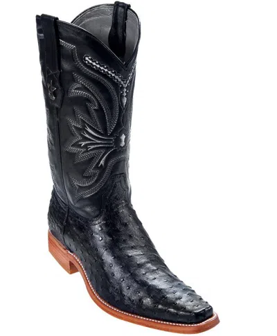 Pre-owned Los Altos Boots Los Altos Black Genuine Full Quill Ostrich Western Versage Square Toe Boot D