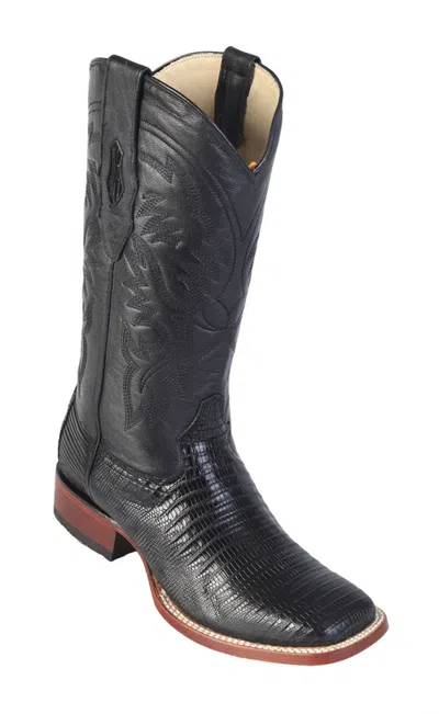 Pre-owned Los Altos Boots Los Altos Black Genuine Handmade Teju Lizard Western Boots Square Toe D Width