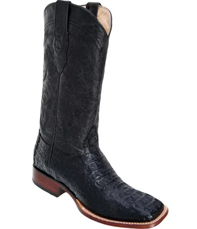 Pre-owned Los Altos Boots Los Altos Black Genuine Hornback Crocodile Caiman Square Western Cowboy Boot D