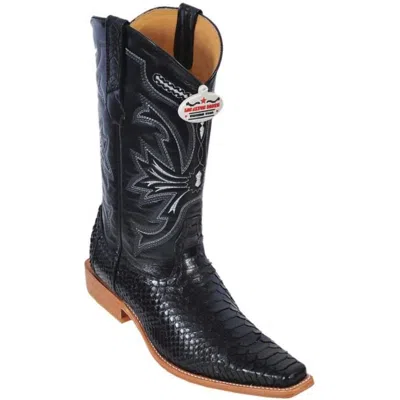Pre-owned Los Altos Boots Los Altos Black Genuine Python Snake Versage Square Toe Western Boot D