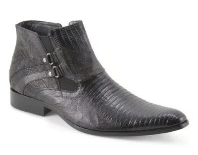 Pre-owned Los Altos Boots Los Altos Genuine Full Teju Lizard Dress Shoes Slip On Ankle Loafer Handmade D In Black