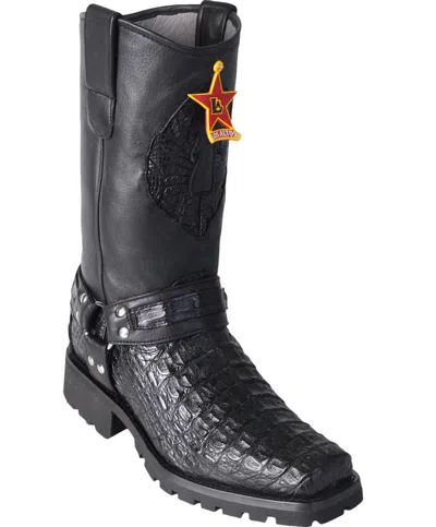 Pre-owned Los Altos Boots Los Altos Black Smooth Caiman Crocodile Motorcycle Boots Square Toe Biker Ee