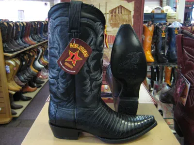 Pre-owned Los Altos Boots Los Altos Black Snip Toe Genuine Lizard Teju Western Cowboy Boot D Width