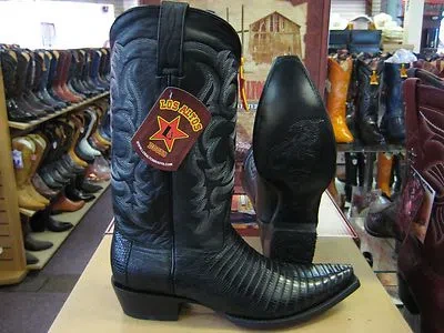 Pre-owned Los Altos Boots Los Altos Black Snip Toe Genuine Lizard Teju Western Cowboy Boot (ee+) 940705