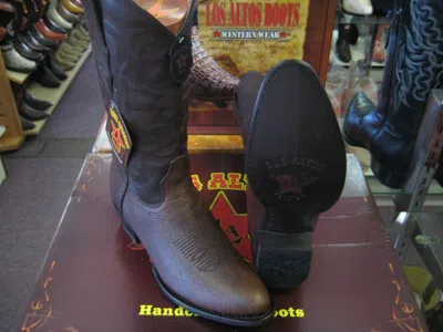 Pre-owned Los Altos Boots Los Altos Brown Genuine Bullhide Round Toe Western Cowboy Boot 653107