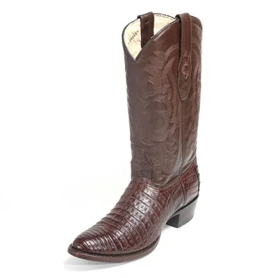 Pre-owned Los Altos Boots Los Altos Brown Genuine Caiman Crocodile Belly Round Toe Western Cowboy Boot Ee+