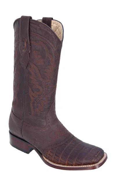 Pre-owned Los Altos Boots Los Altos Brown Genuine Caiman Crocodile Square Toe Western Cowboy Boot (d)