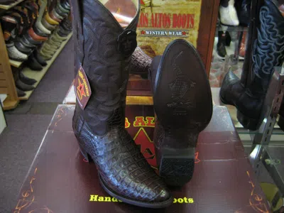 Pre-owned Los Altos Boots Los Altos Brown Genuine Crocodile Belly Round Toe Western Cowboy Boot 3rt807