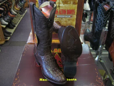 Pre-owned Los Altos Boots Los Altos Brown Genuine Crocodile Round Toe Western Cowboy Boot 3rt907