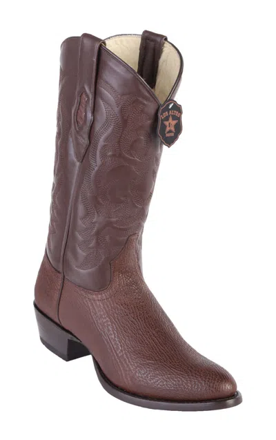 Pre-owned Los Altos Boots Los Altos Brown Genuine Shark Round Toe Western Cowboy Boot D