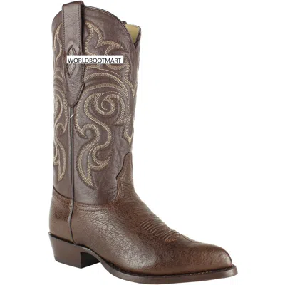 Pre-owned Los Altos Boots Los Altos Brown Genuine Smooth Ostrich Western Cowboy Boot J-toe (ee) 999707
