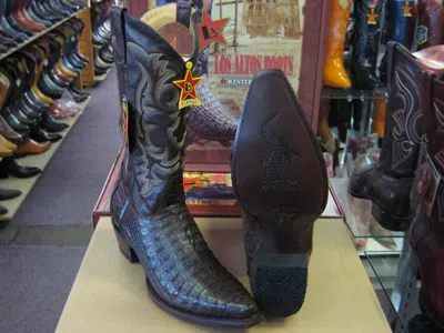 Pre-owned Los Altos Boots Los Altos Brown Genuine Snip Toe Crocodile Western Cowboy Boot (ee) 911977