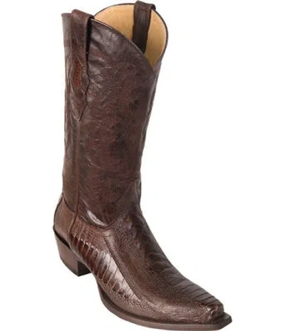 Pre-owned Los Altos Boots Los Altos Brown Genuine Snip Toe Ostrich Leg Western Cowboy Boot (ee)