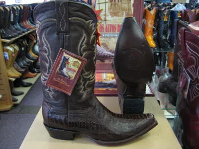 Pre-owned Los Altos Boots Los Altos Brown Genuine Snip Toe Ostrich Leg Western Cowboy Boot (ee) 94e0507
