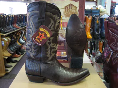 Pre-owned Los Altos Boots Los Altos Brown Snip Toe Genuine Lizard Teju Western Cowboy Boot (ee) 94e0707