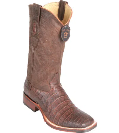 Pre-owned Los Altos Boots Los Altos Brown2 Caiman Crocodile Square Toe Tpu Rubber Sole Western Boot Ee+