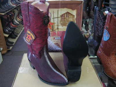 Pre-owned Los Altos Boots Los Altos Burgundy Genuine Stingray Rowstone Western Cowboy Boot (d) 991106 In Red