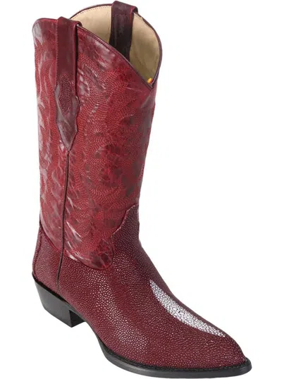 Pre-owned Los Altos Boots Los Altos Burgundy Genuine Stingray Single Stone Western Cowboy Boot (ee) 991206 In Red
