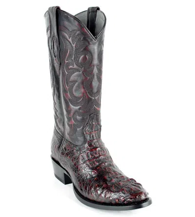 Pre-owned Los Altos Boots Los Altos Cherry Black Caiman Crocodile Hornback Round Toe Western Cowboy Boot D