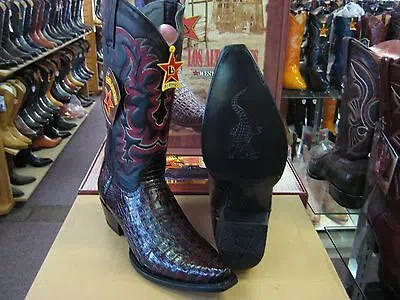 Pre-owned Los Altos Boots Los Altos Cherry Black Genuine Snip Toe Crocodile Western Cowboy Boot Ee+ 991181