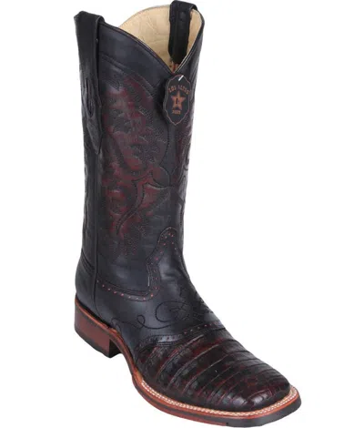 Pre-owned Los Altos Boots Los Altos Cherry Caiman Crocodile Square Toe Tpu Rubber Sole Western Boot D