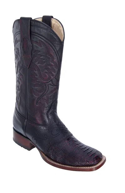 Pre-owned Los Altos Boots Los Altos Cherry Genuin Ostrich Leg Square Toe Western Cowboy Boot Ee+ 8210518