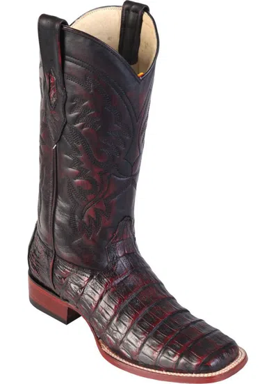Pre-owned Los Altos Boots Los Altos Cherry Genuine Caiman Crocodile Square Toe Western Cowboy Boot D Width