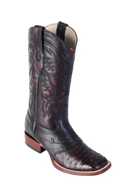 Pre-owned Los Altos Boots Los Altos Cherry Genuine Ostrich Square Toe Western Cowboy Boot (d) 8210318